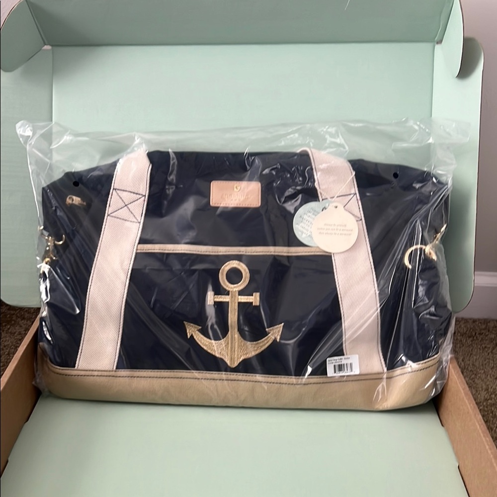 Nautical Anchor Tote Bag - Navy and Gold
